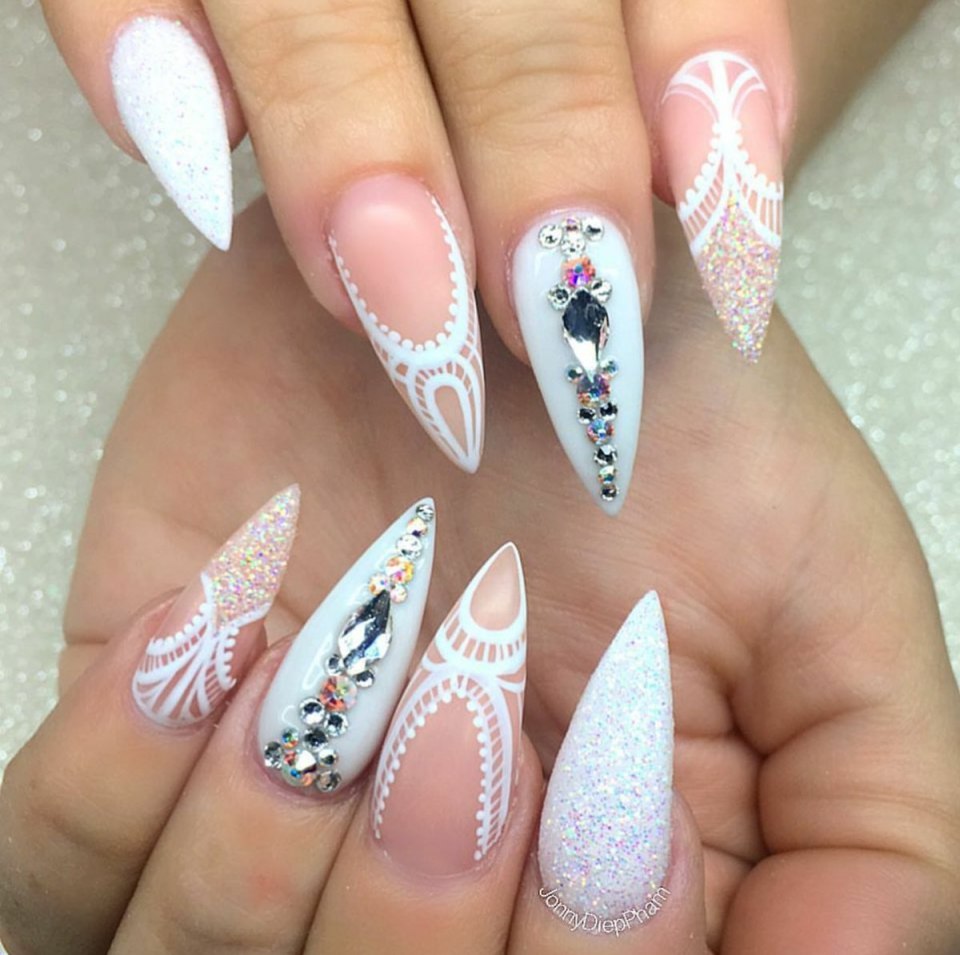 Свадебный дизайн ногтей