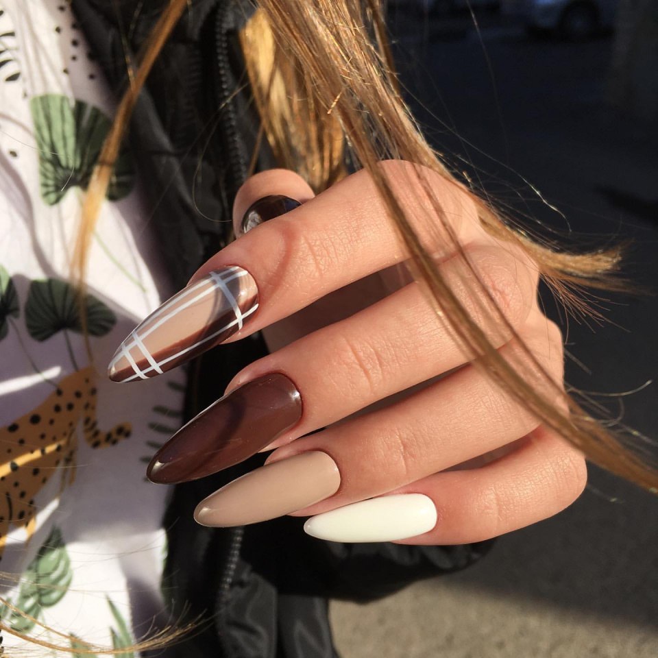 Длинные ногти дизайн с кофе