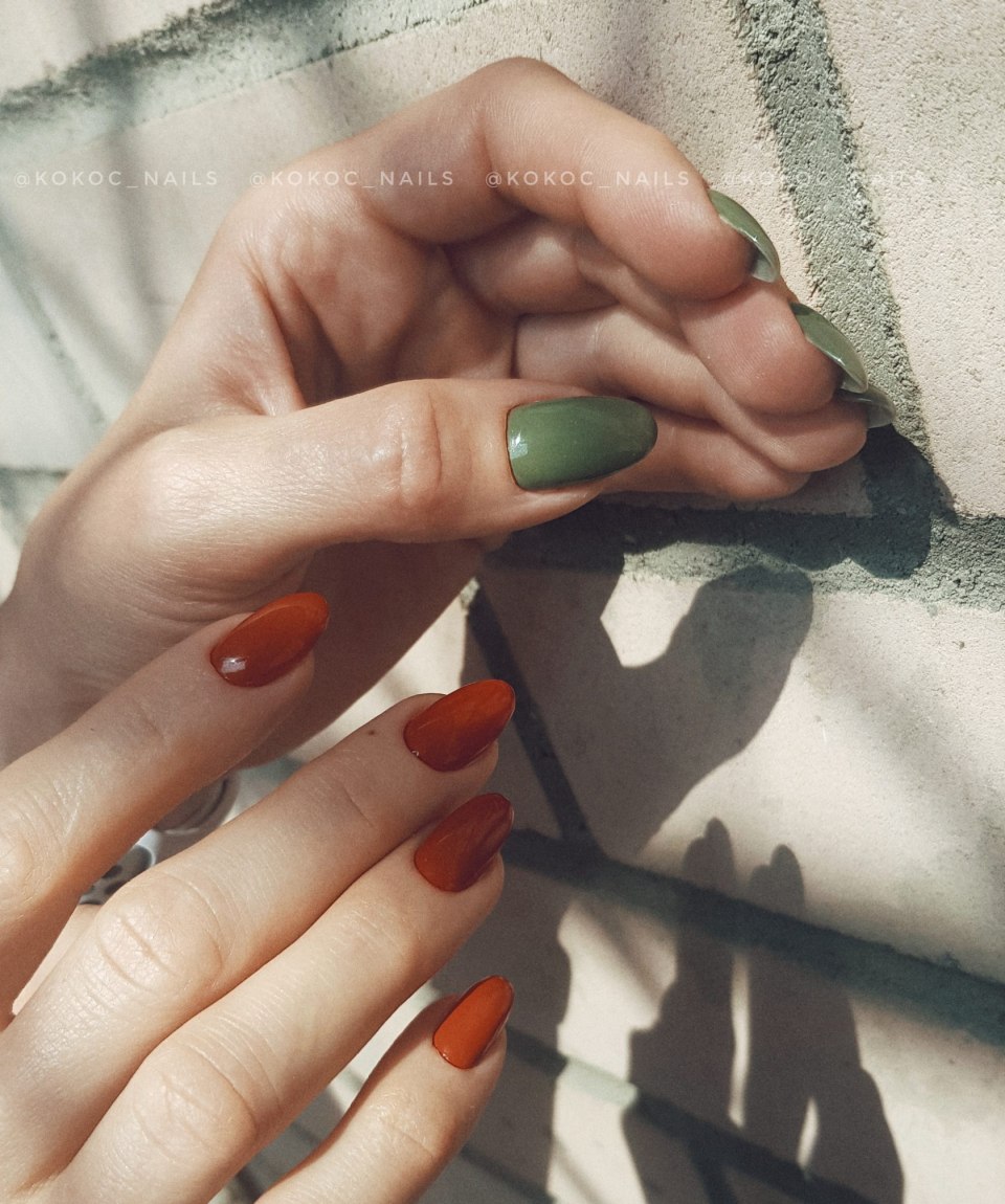 Маникюр разные ручки однотонные