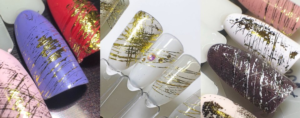 Сиреневые ногти с фольгой