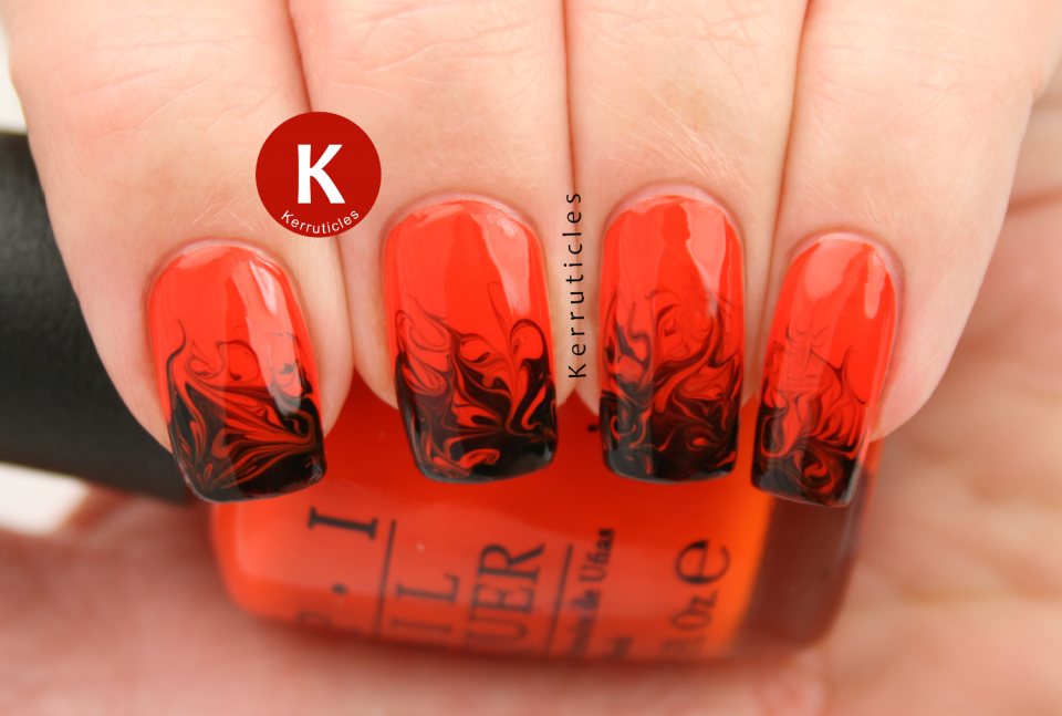 Огненный оранжевый маникюр