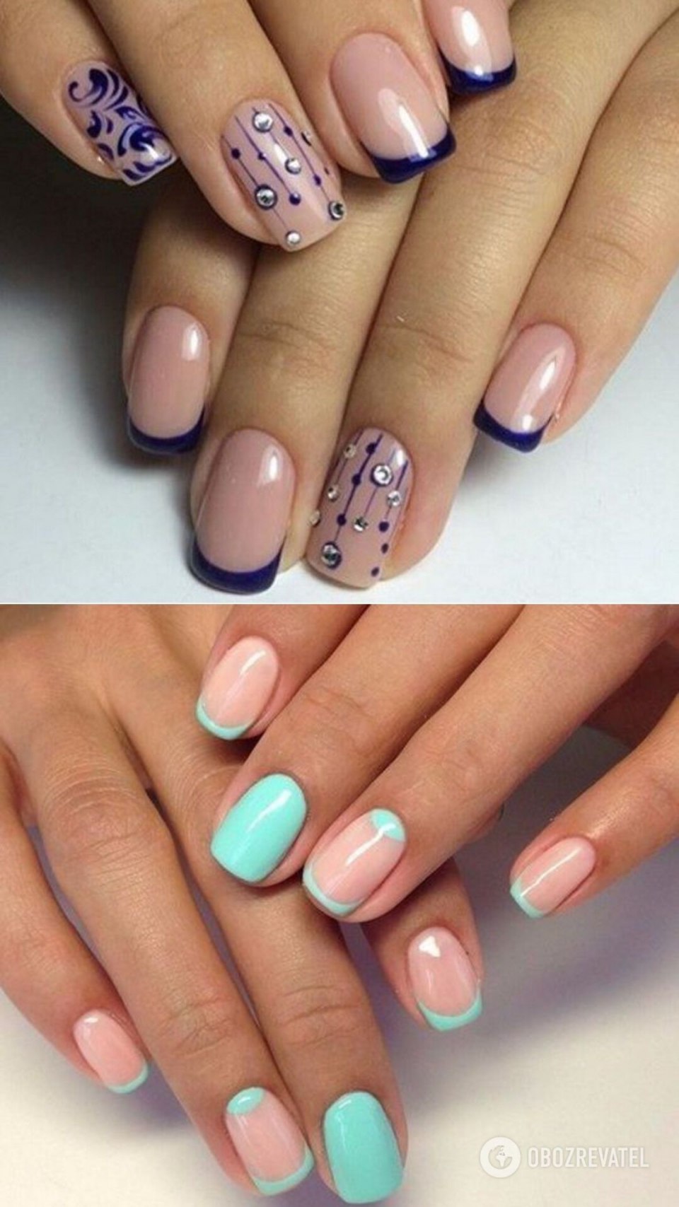 Френч на средние ногти