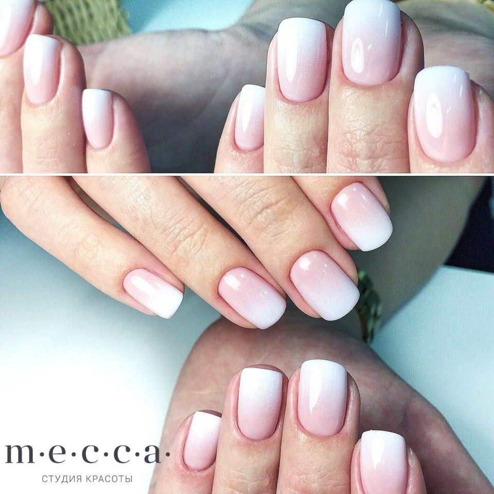 Маникюр омбре френч растяжка