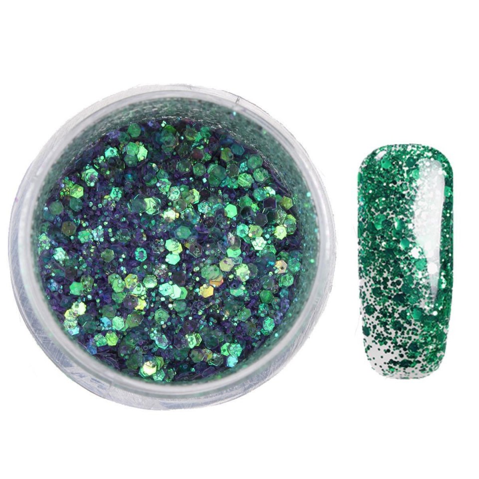 Блестки для ногтей зеленые