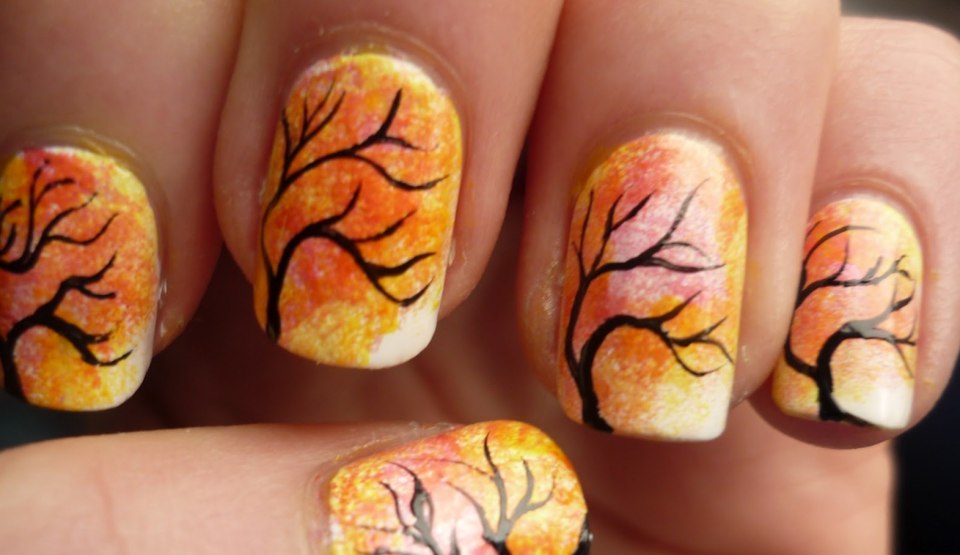 Осенний маникюр на квадратные ногти