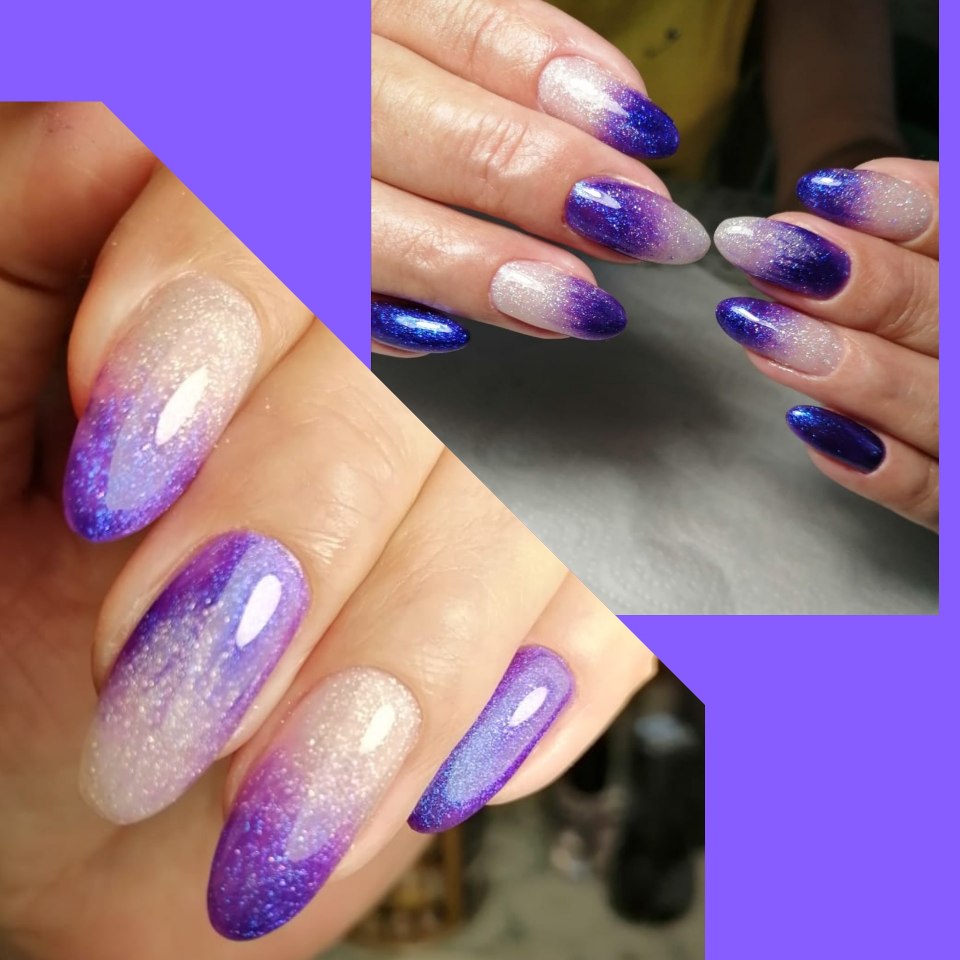 Маникюр градиент с блестками