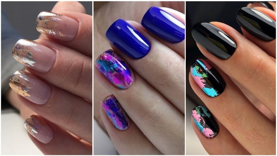 Розовый френч на квадратных ногтях