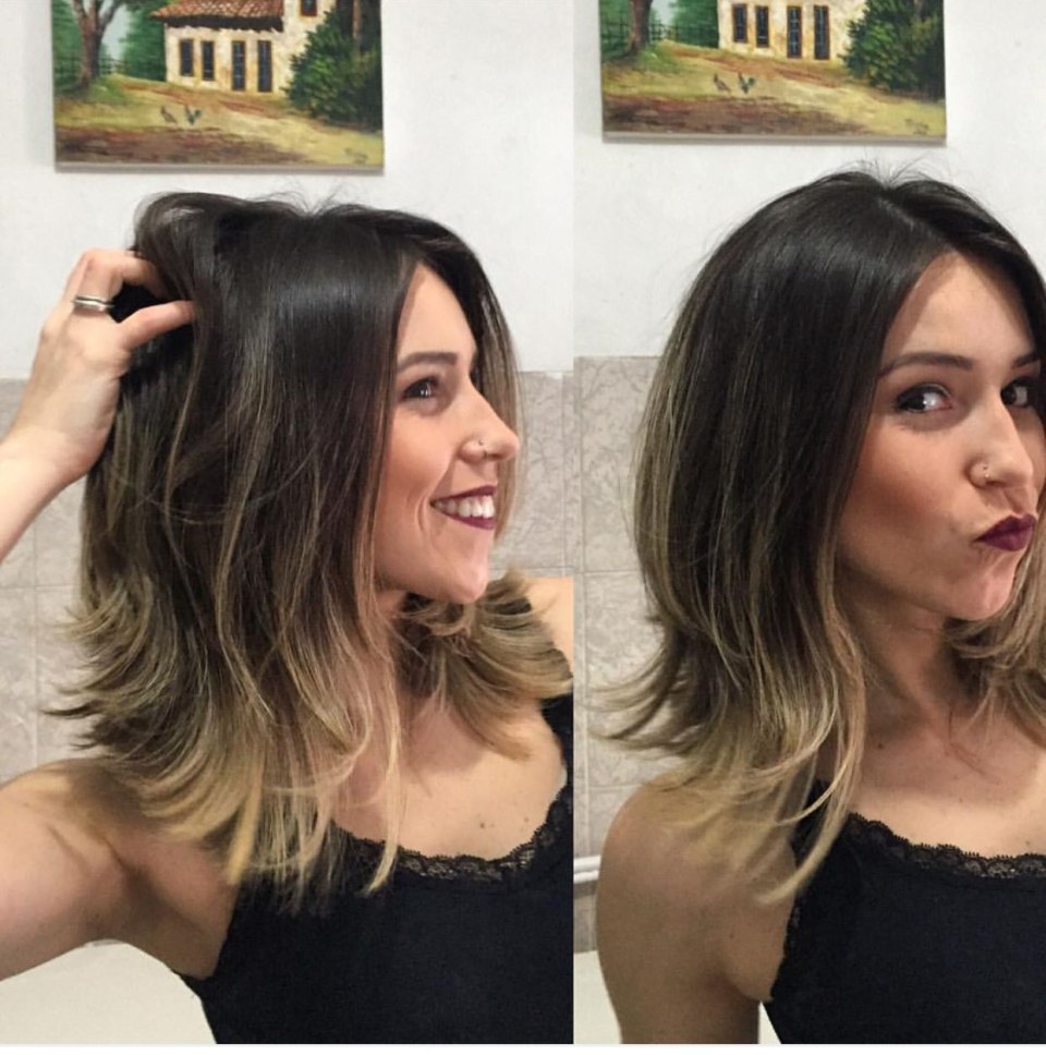 Омбре на темные волосы длинное каре