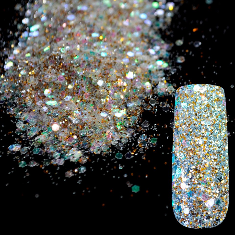 Маникюр на короткие ногти растяжка с блестками