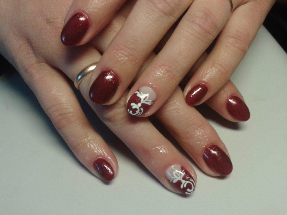 Маникюр шеллак круглые ногти