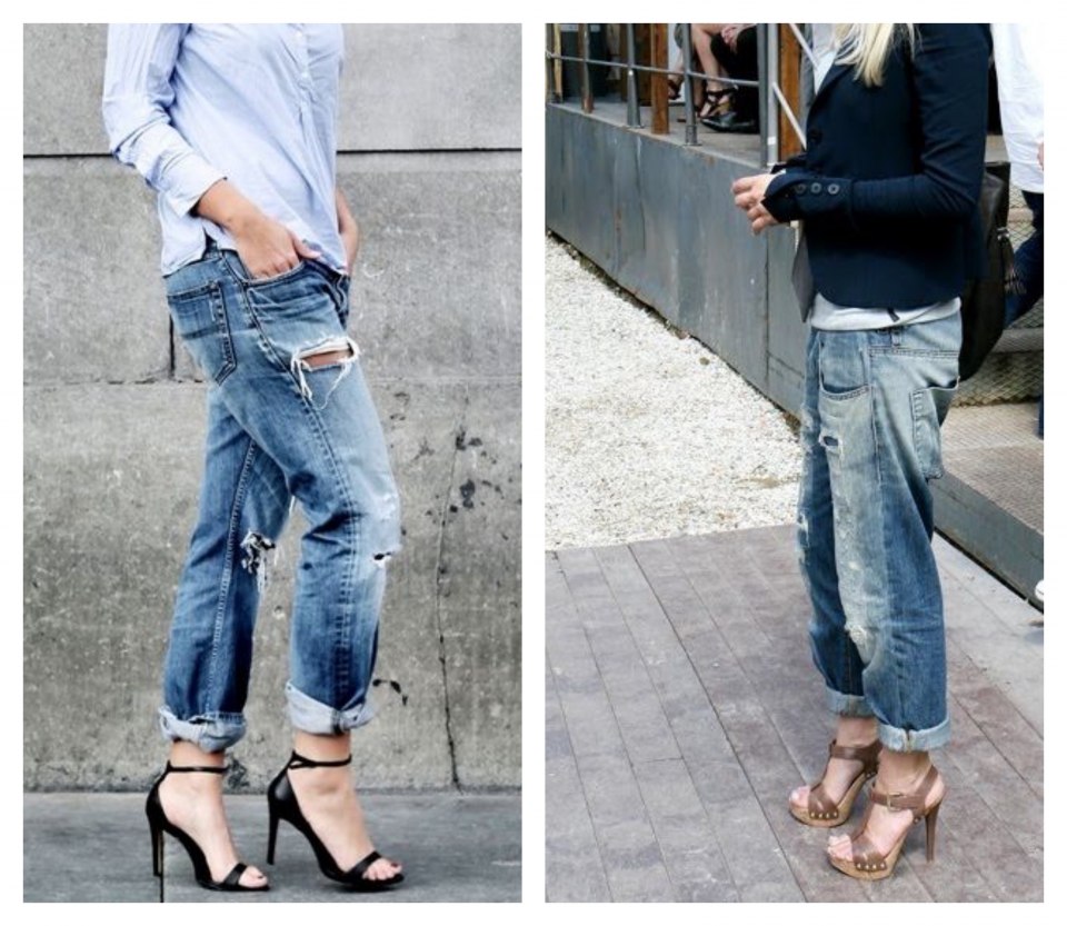 Джинсы бойфренды с лодочками