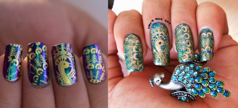 Маникюр под павлина