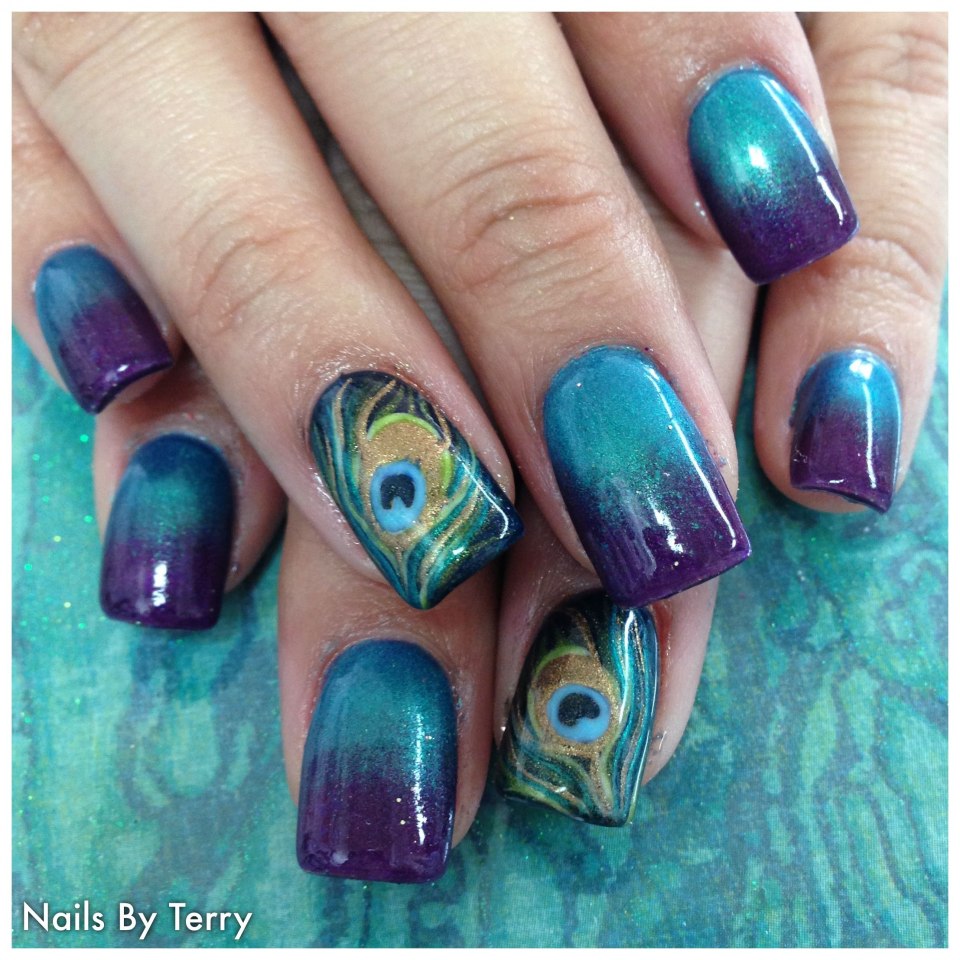 Ногти в стиле Жар птицы