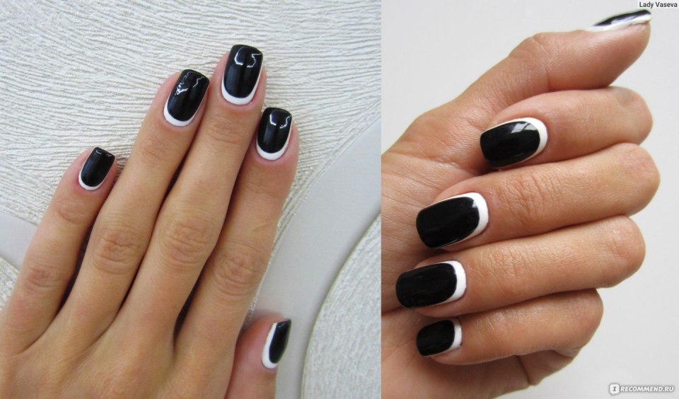 Маникюр лунный с черным лаком