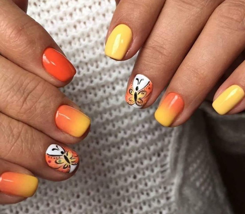 Апельсин на ногтях