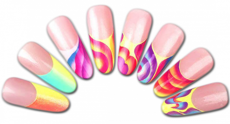 Яркий маникюр на миндальную форму