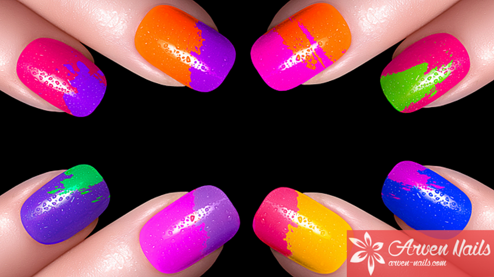 Ногти красивые разноцветные цветы