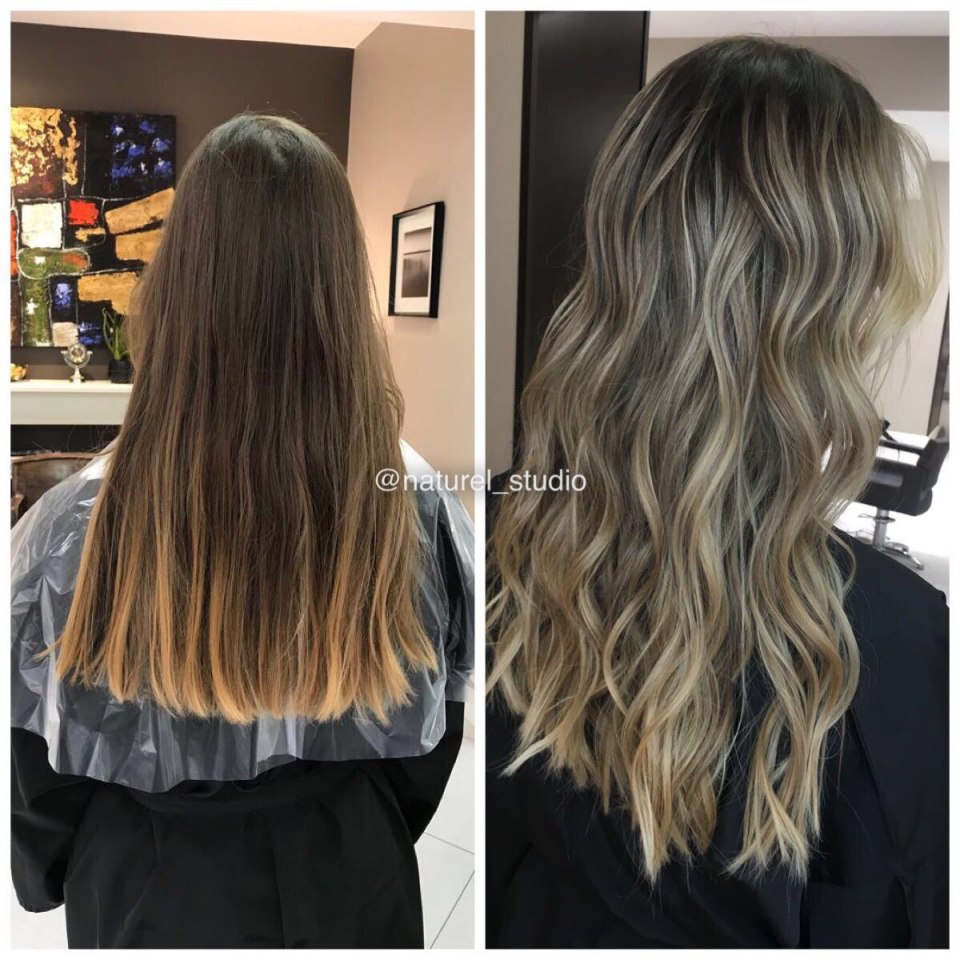 АИР тач до и после на темно русые волосы