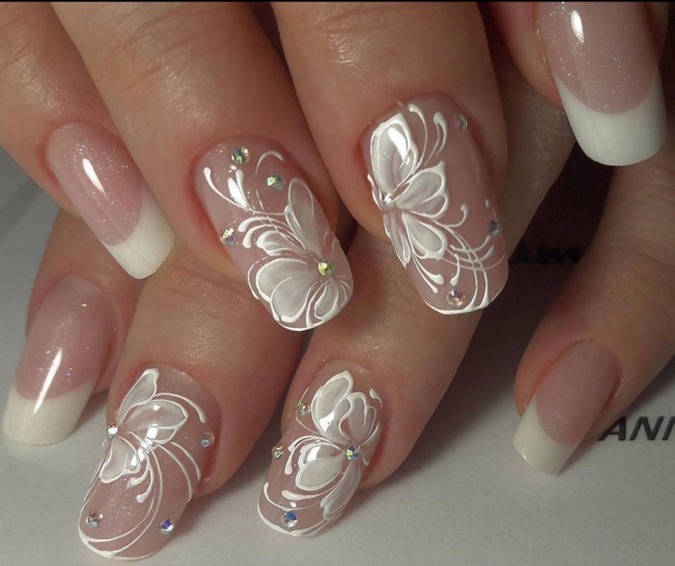 Свадебный дизайн ногтей