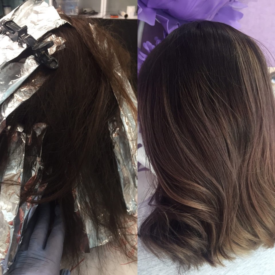 Окрашивание АИР точь 2021 год на тёмные волосы