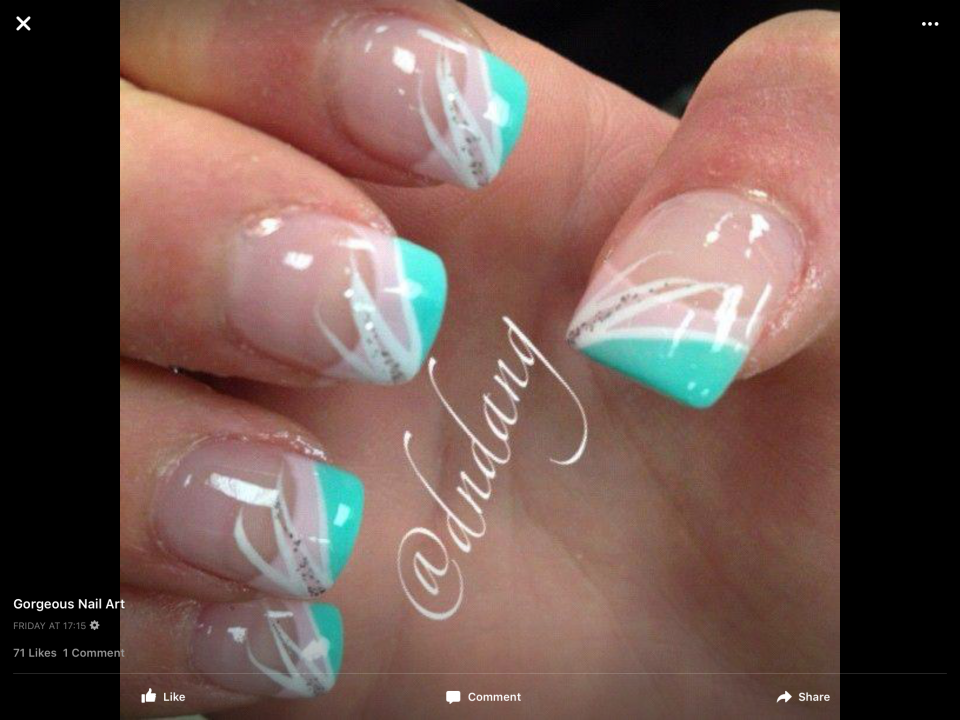 Свадебный маникюр бирюзовый