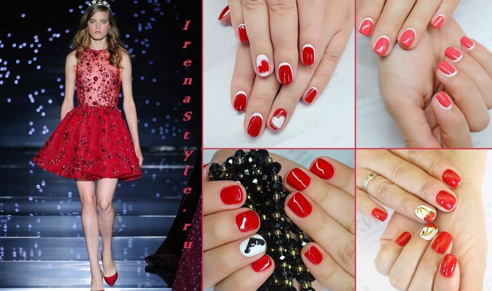 Маникюр под красный наряд
