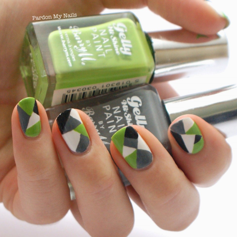 Салатовый геометрический маникюр
