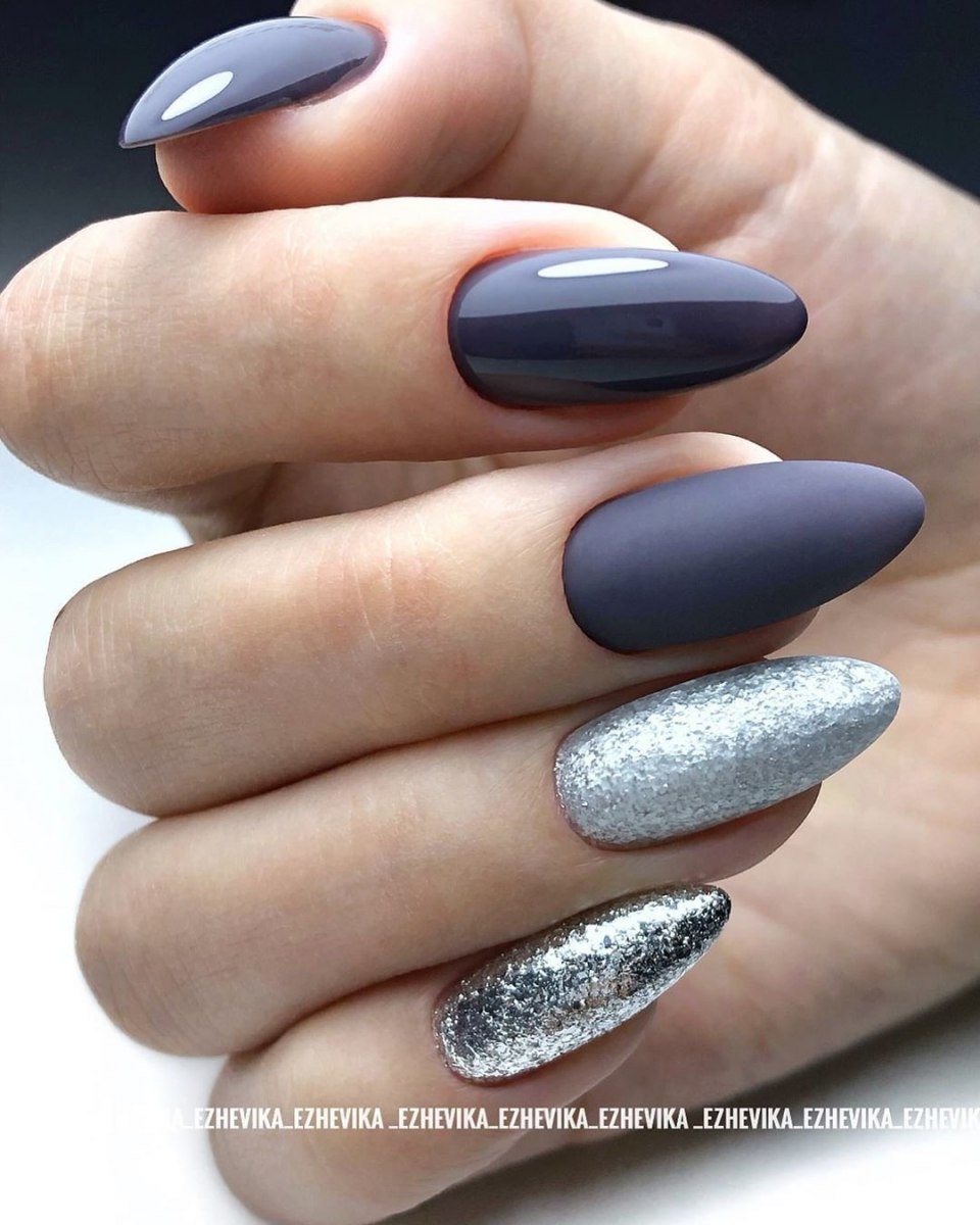 Матовый и глянцевый маникюр