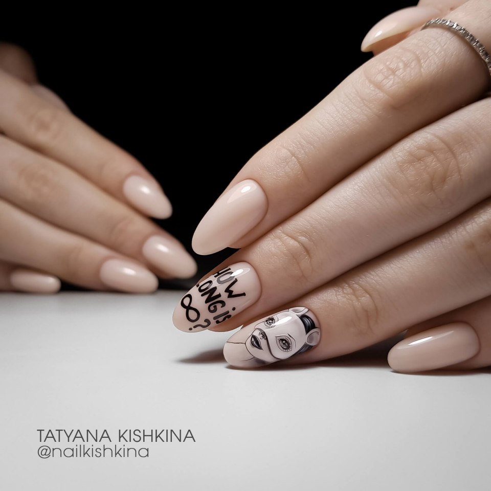 Камуфляж маникюр бежевый