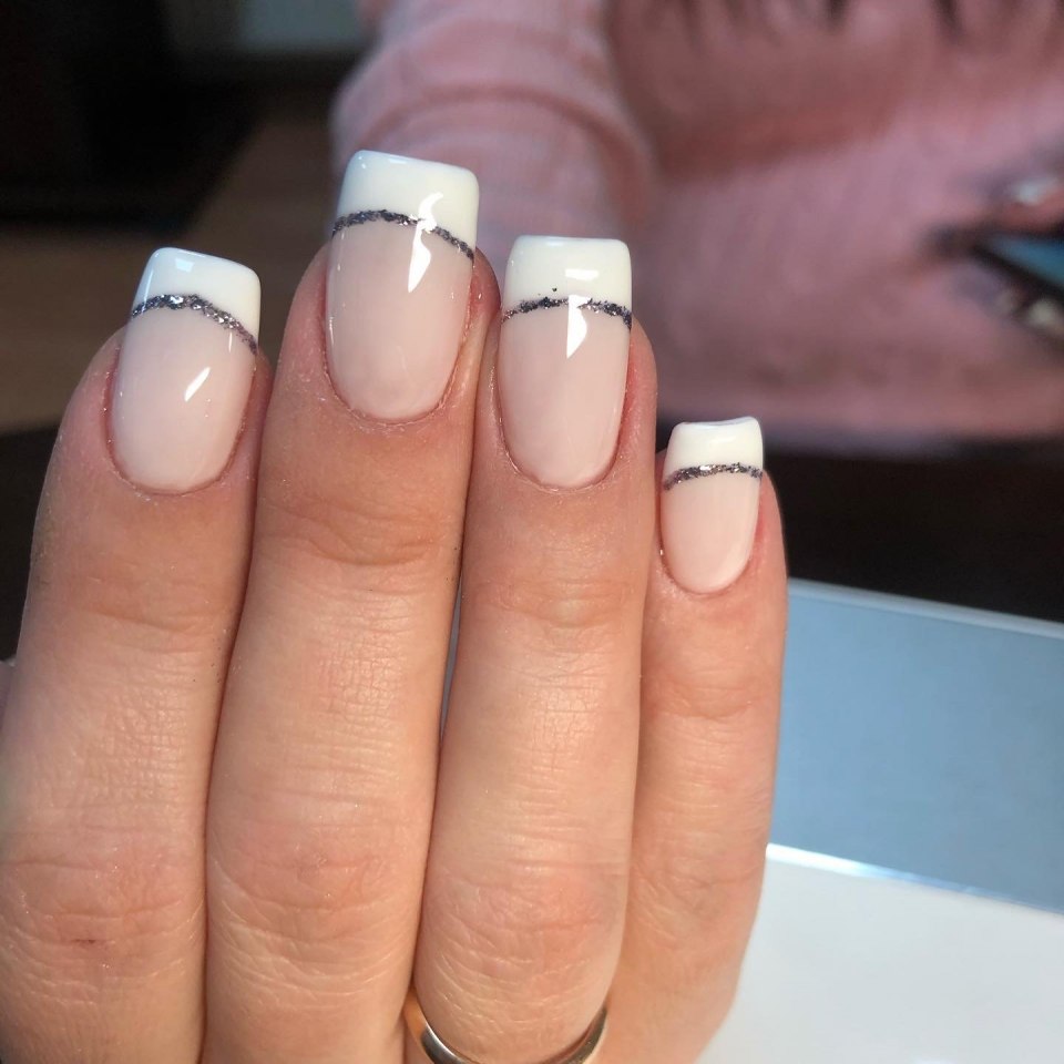 Френч на длинные квадратные ногти