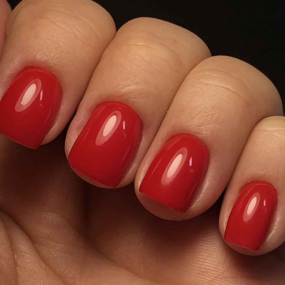 Красный маникюр на короткие ногти