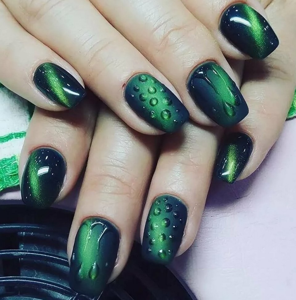 Лак кошачий глаз изумрудный