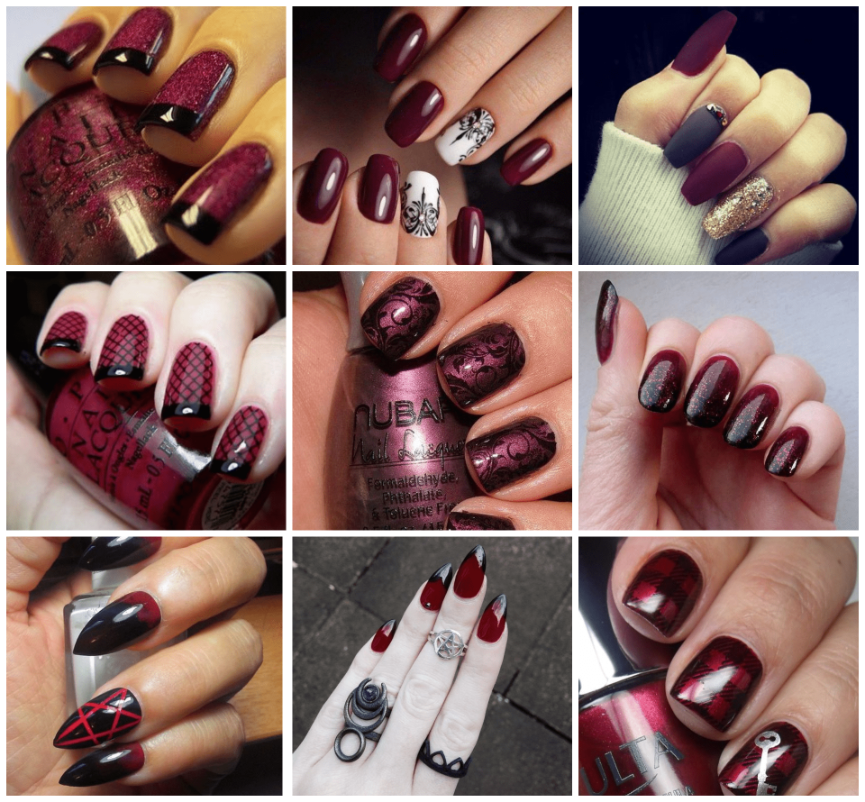 Маникюр бордо марсала бургунди