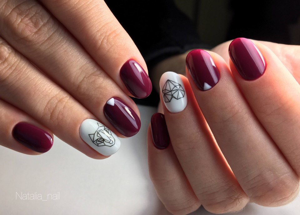 Маникюр цвет спелой вишни