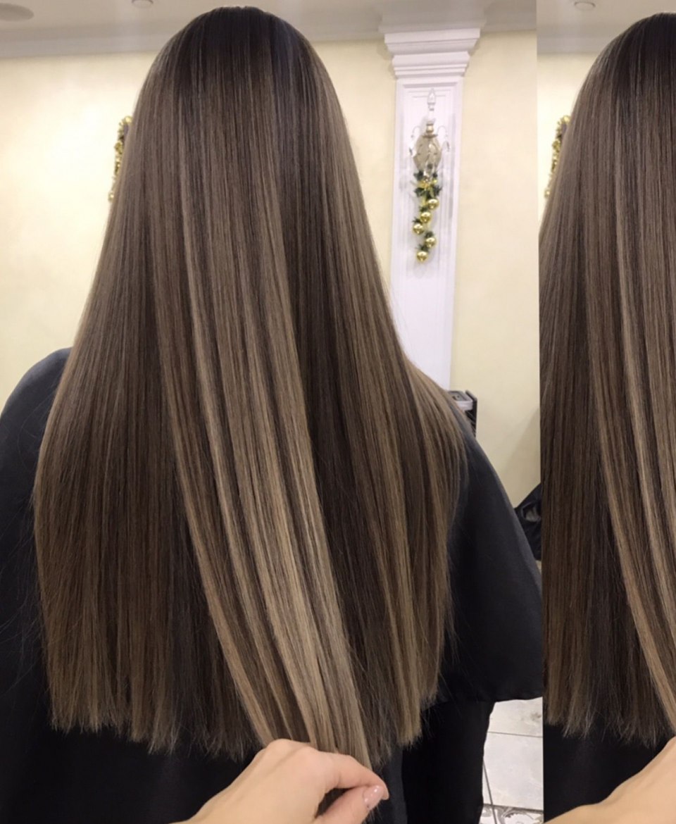 Окрашивание на темно русые волосы прямые