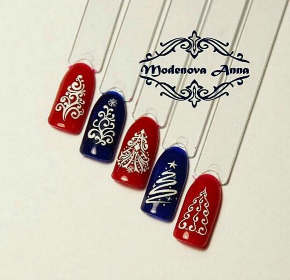 Маникюр елочка на ногтях