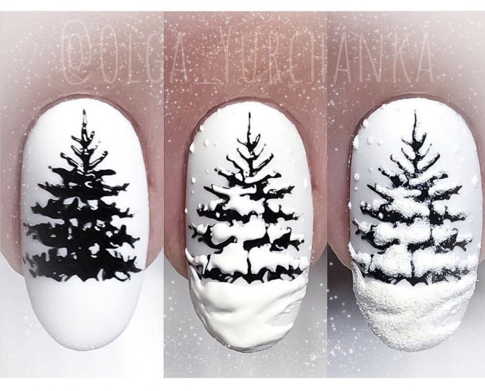 Новогодние ногти пошагово