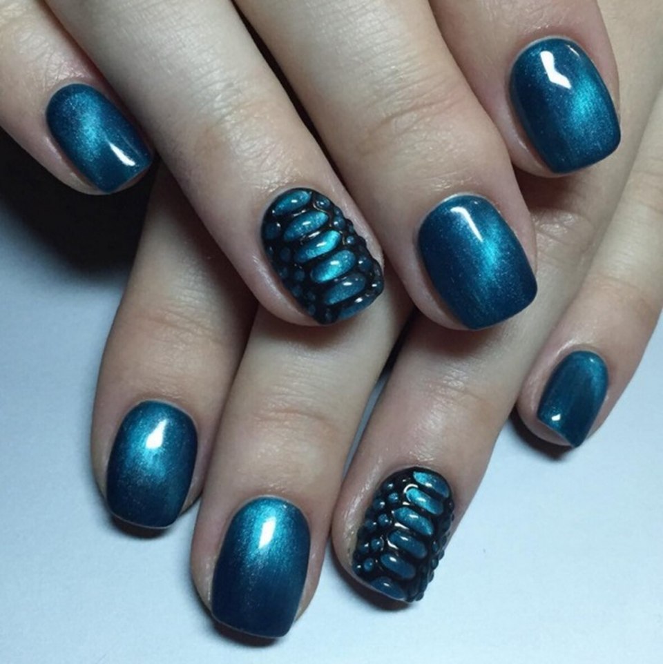 Гель-лак кошачий глаз и градиент