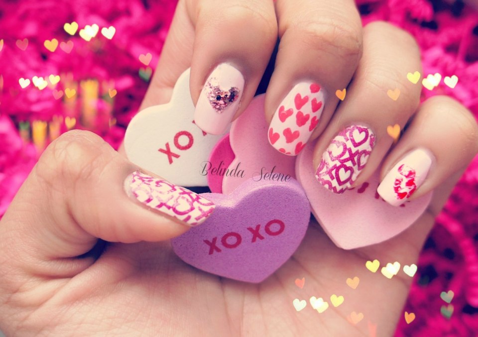 Маникюр с сердечками