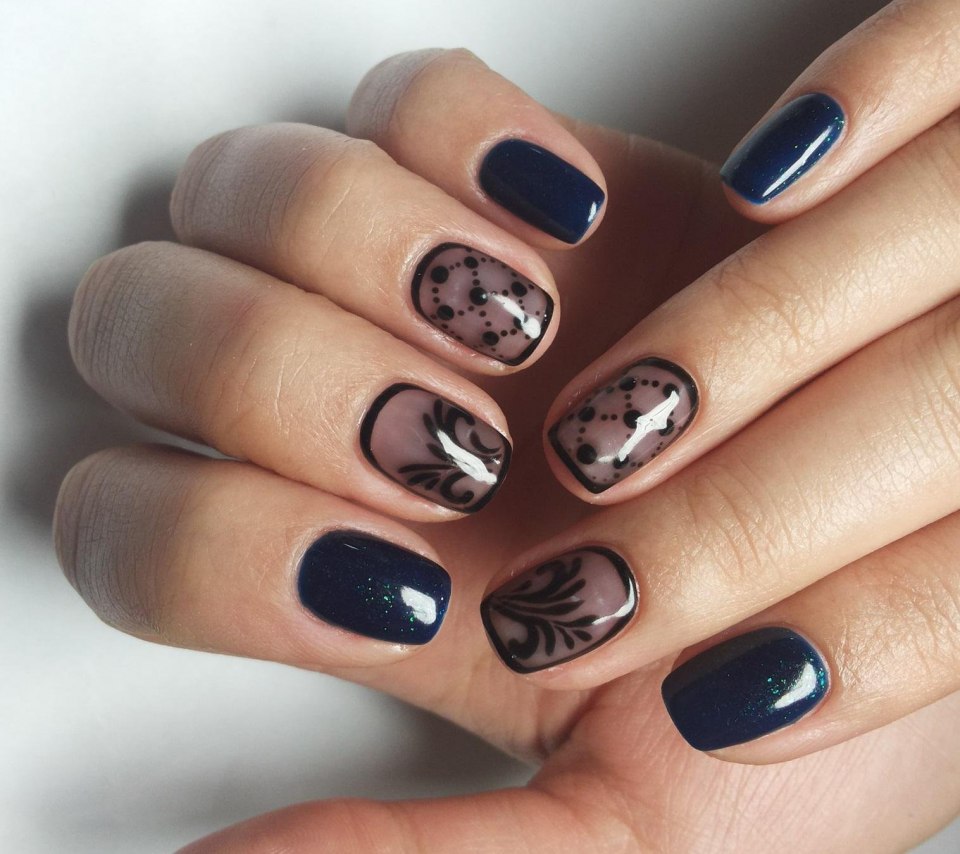 Шеллак на короткие ногти темных тонов