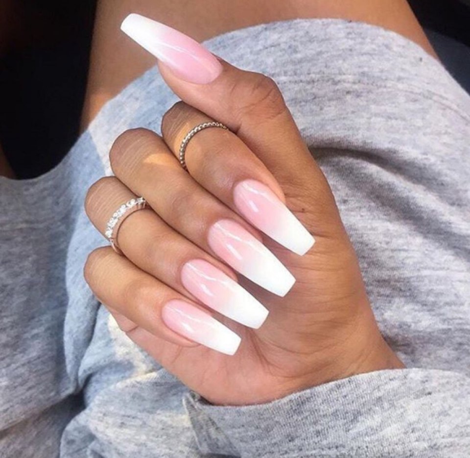 Маникюр омбре на длинные ногтт