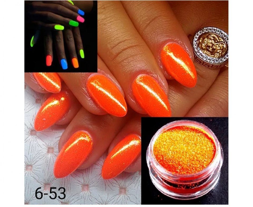 Оранжевые ногти с блестками
