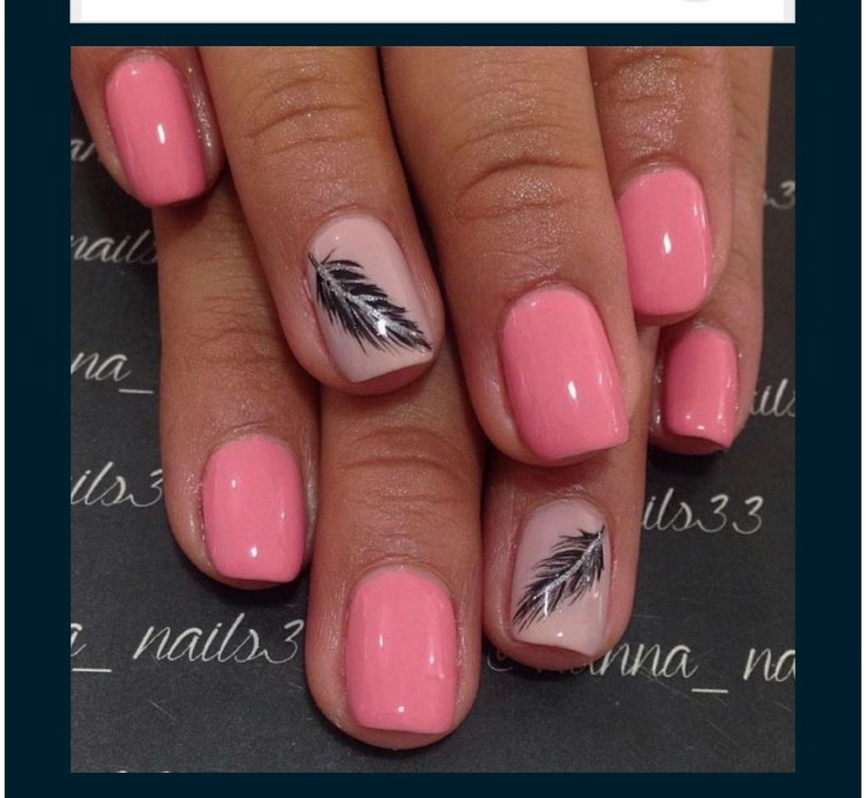 Дизайн ногтей новинки с пером