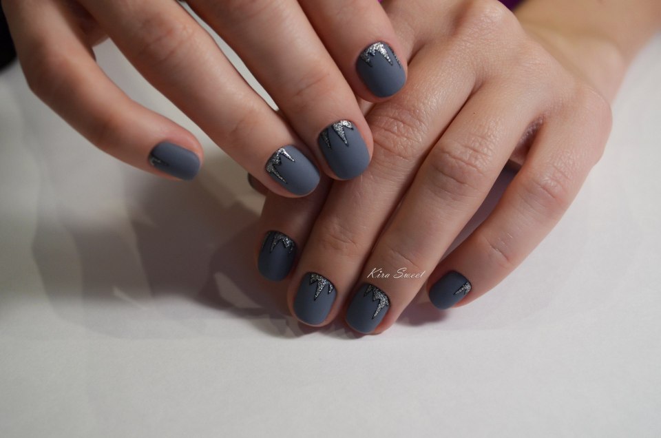 Маникюр цвет мокрый асфальт