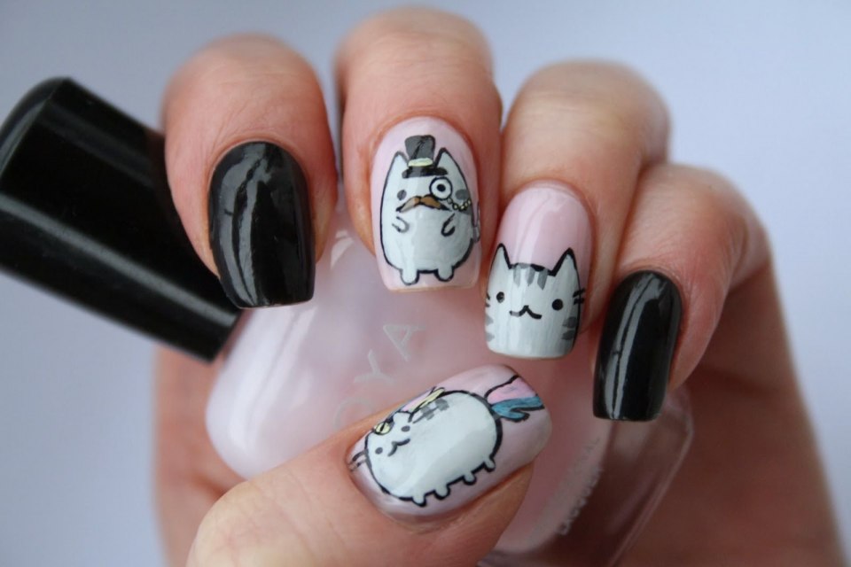 Маникюр с котиками