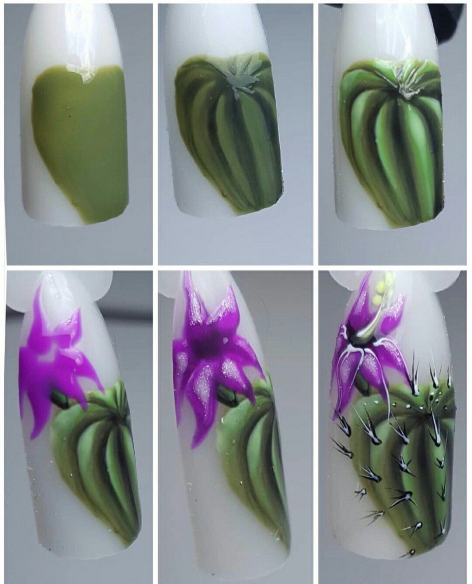 Цветы на ногтях пошагово