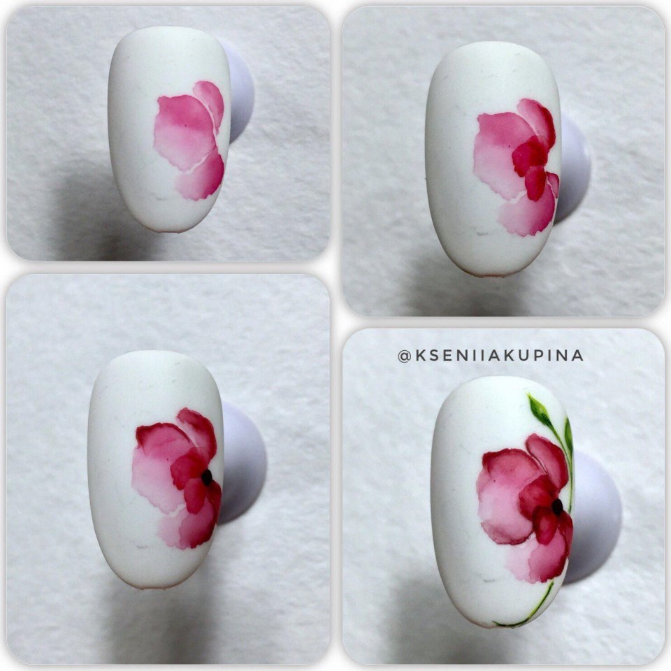 Акварель на ногтях пошагово