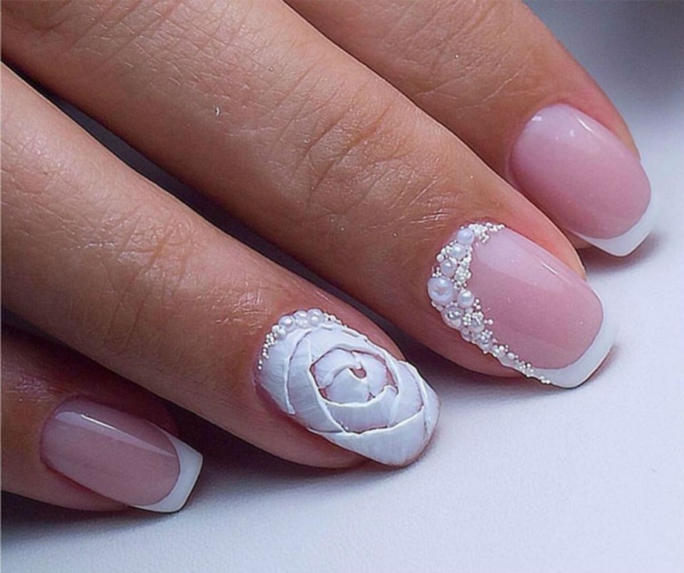 Свадебные ногти короткие