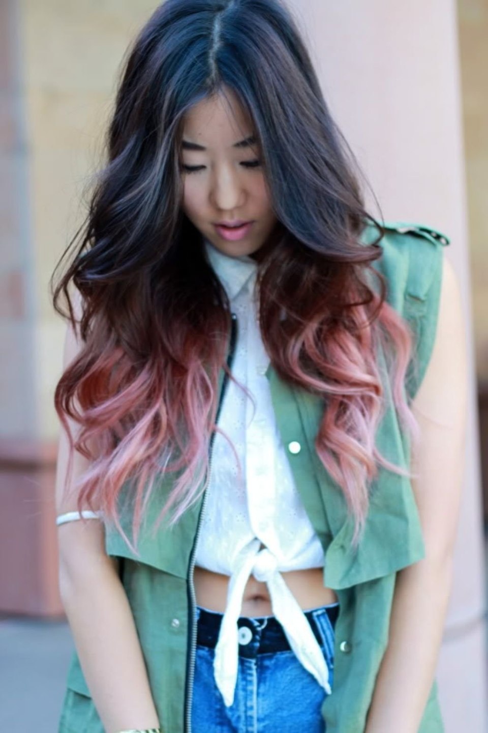 Dip Dye на темные волосы