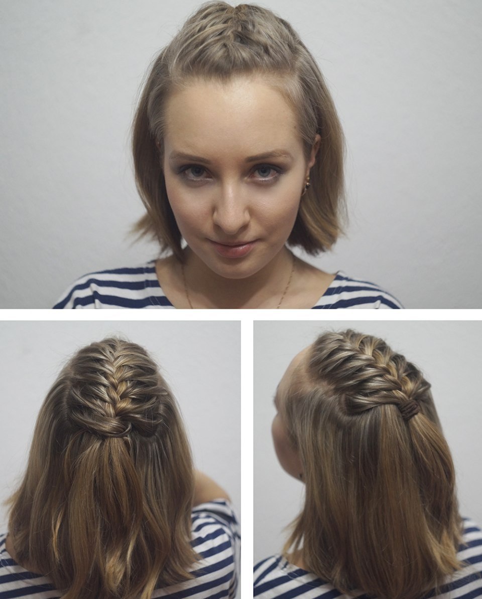 Косичка на каре без челки